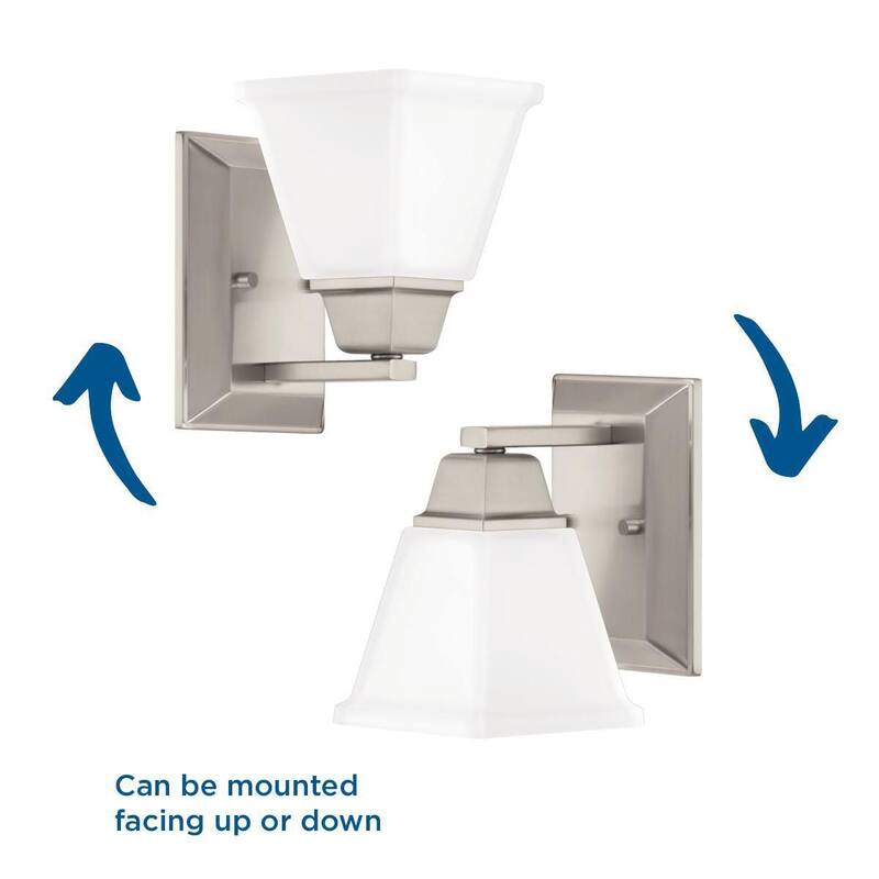 Clifton Heights Collection 1-Light Brushed Nickel Etched Glass Craftsman Bath Vanity Light