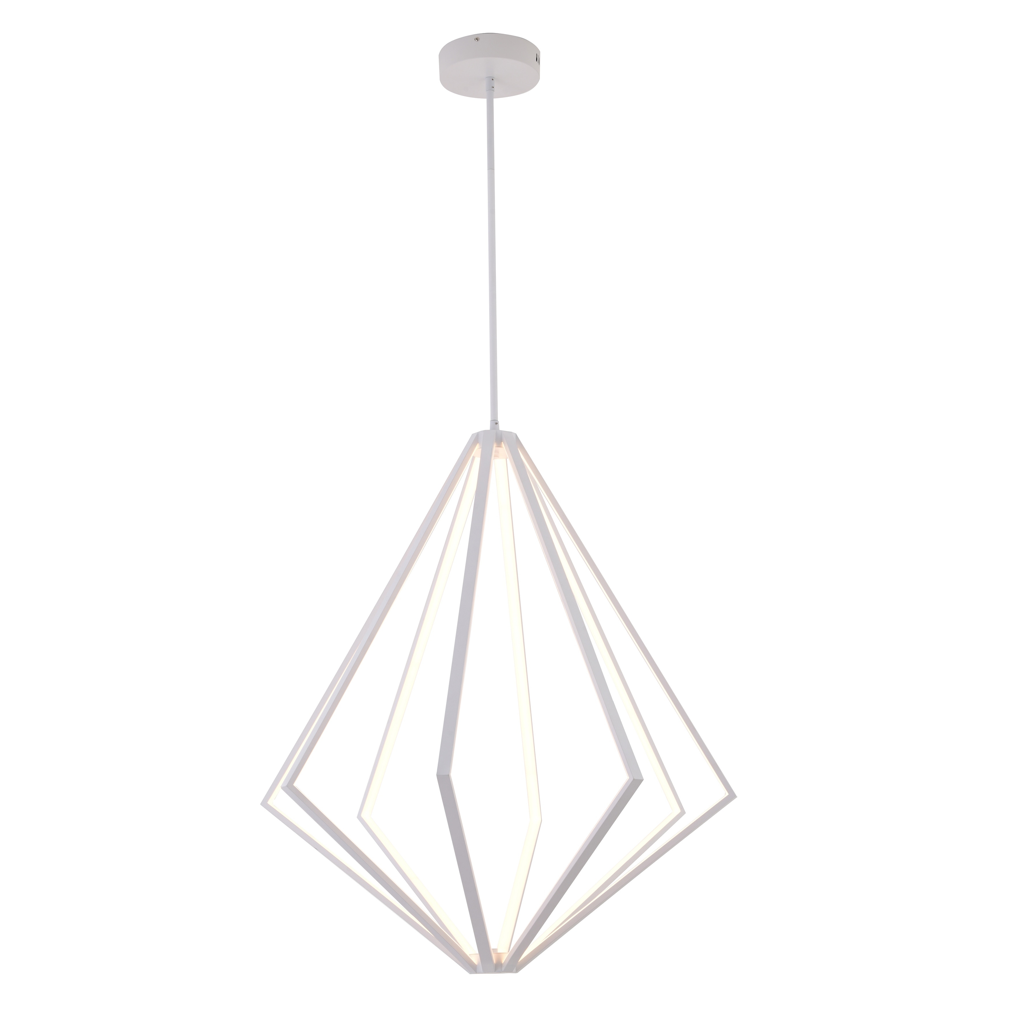 Transitional 8-Light White Diamond Metal LED Chandelier - N/A