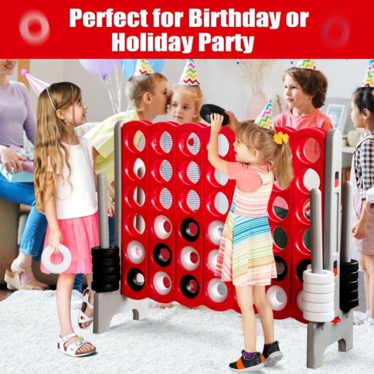 Red PE PP Jumbo 4-to-Score Giant Game Set Lightweight and Portable for Kids - 47.5” x 17” x 41” (L x W x H)