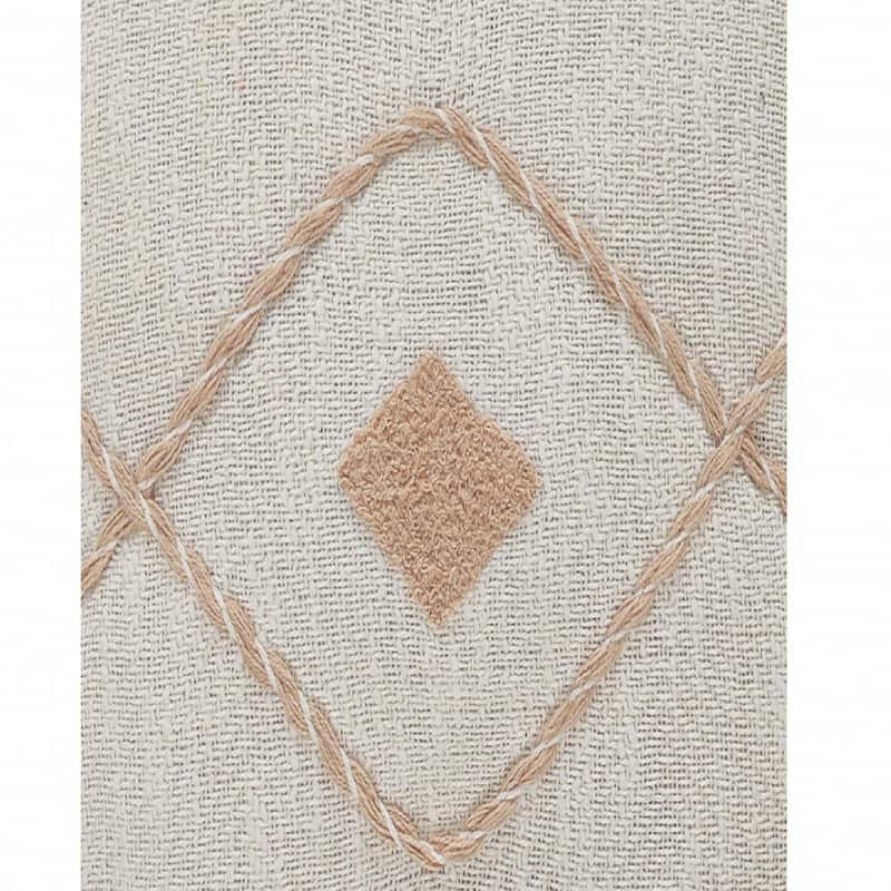 HomeRoots 20" X 20" Peach And White 100% Cotton Coastal Zippered Pillow