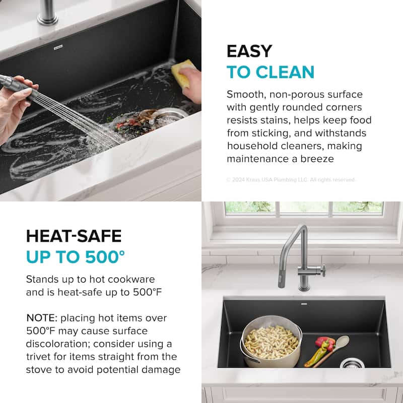 KRAUS Forteza Granite 32 inch 1-Bowl Undermount Kitchen Sink
