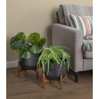 Kate and Laurel Dolbry Wood and Metal Freestanding Planter Set - 2 Piece