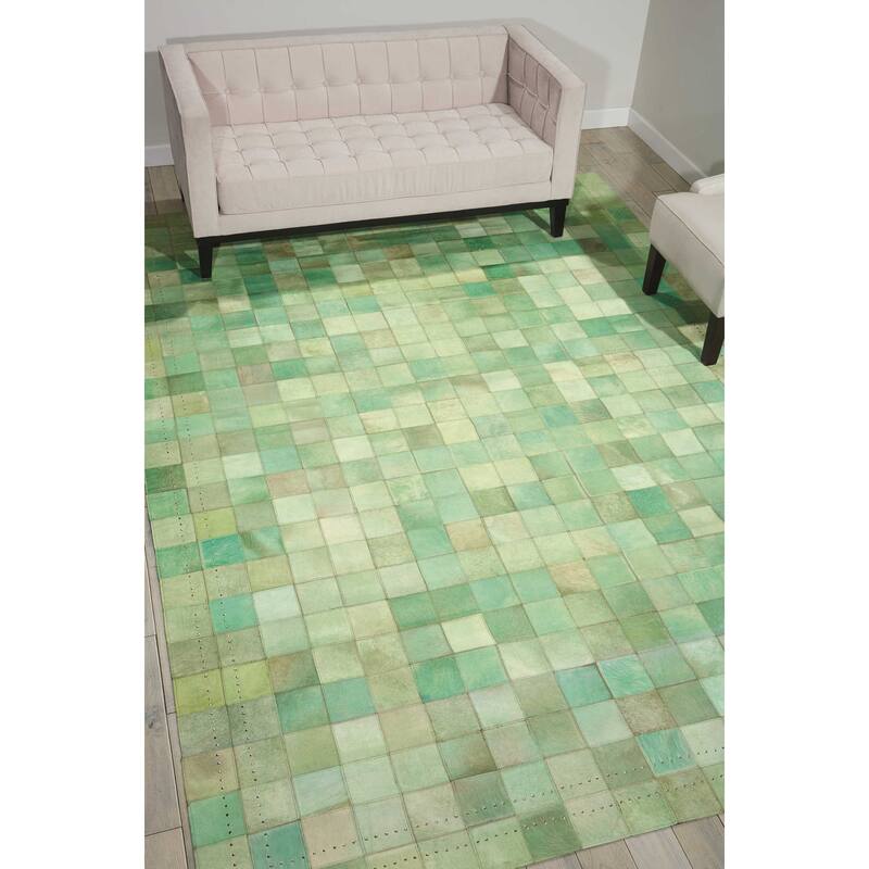 Nourison Vivid Textured Over-dyed Hair on Hide Modern Patchwork Area Rug