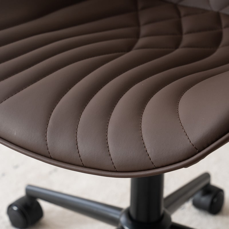 Modern Office Chair, Faux Leather Padded Desk Chair with Back, Wheels