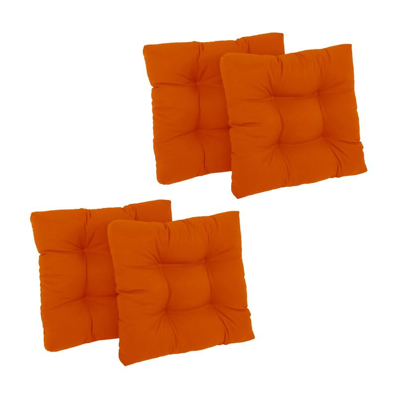 19-inch Twill Square Chair Cushion (Set of 1, 2, or 4) - 19" x 19" - Set of 4 - Tangerine Dream