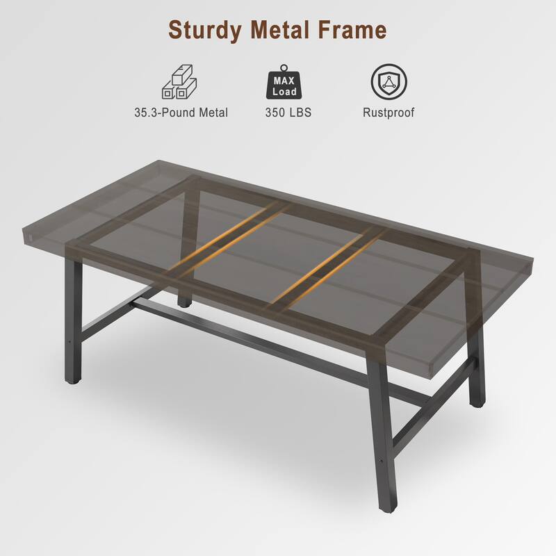 71 Inch Rectangular Dining Table, with Adjustable Feet