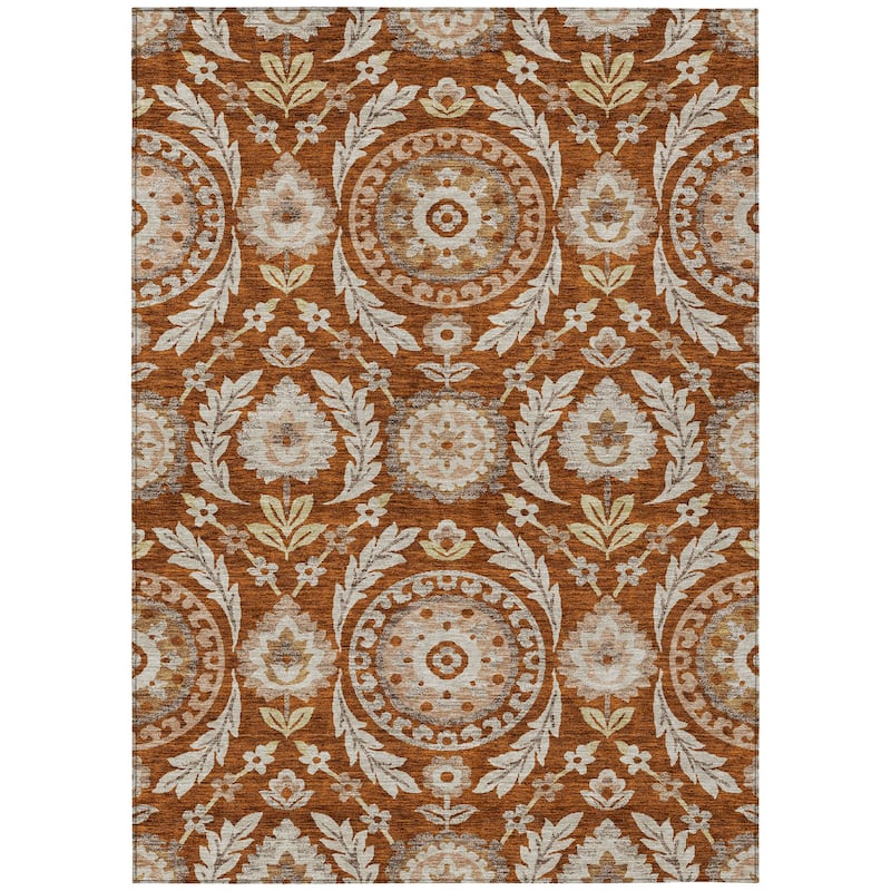 Machine Washable Indoor/ Outdoor Chantille Suzani Boho Rug