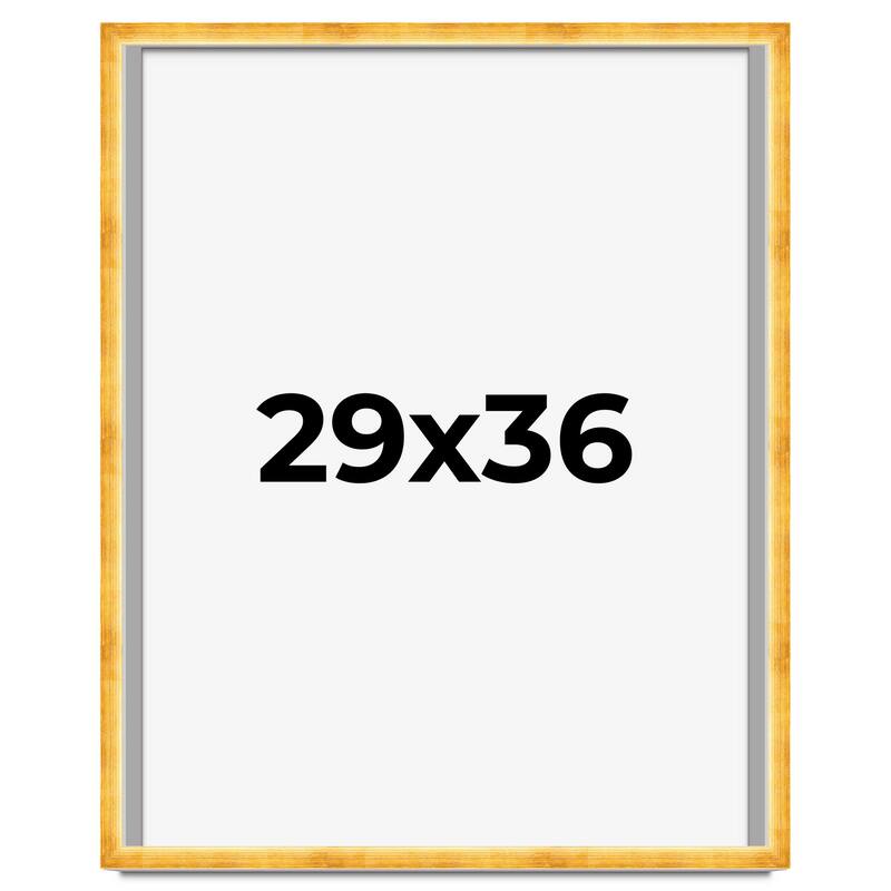 29x36 Shadow Box Frame Gold | 1.625 Inches Deep Real Wood Traditional