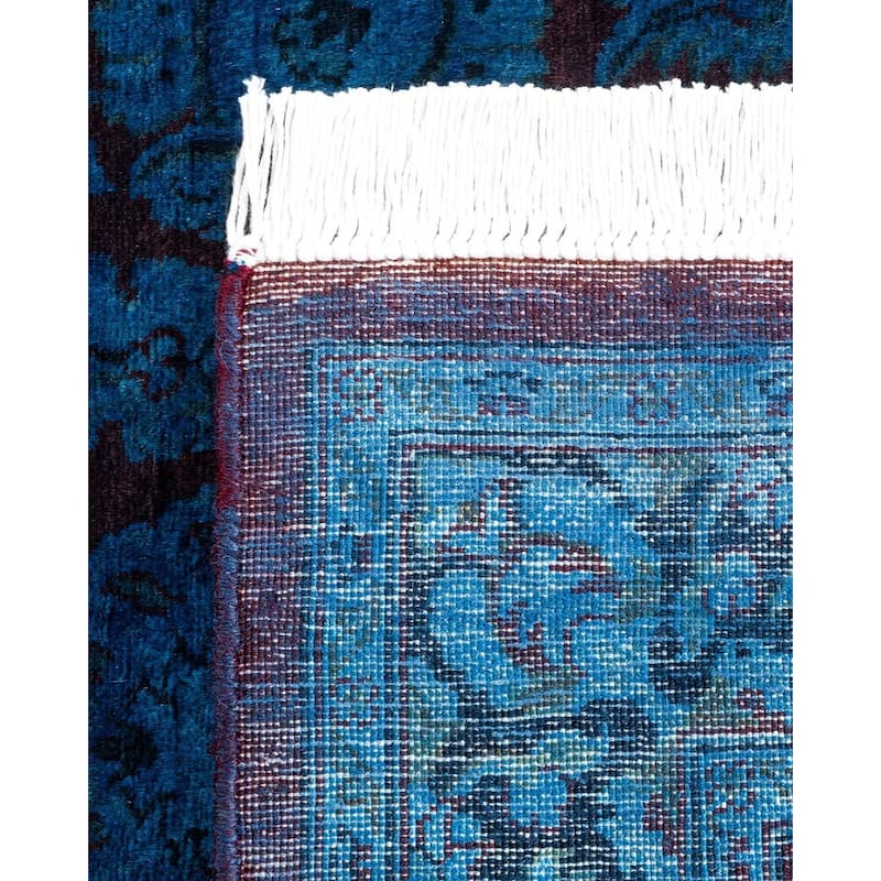 Overton Hand Knotted Wool Vintage Inspired Modern Contemporary Overdyed Navy Runner Rug - 2' 6" x 12' 1"
