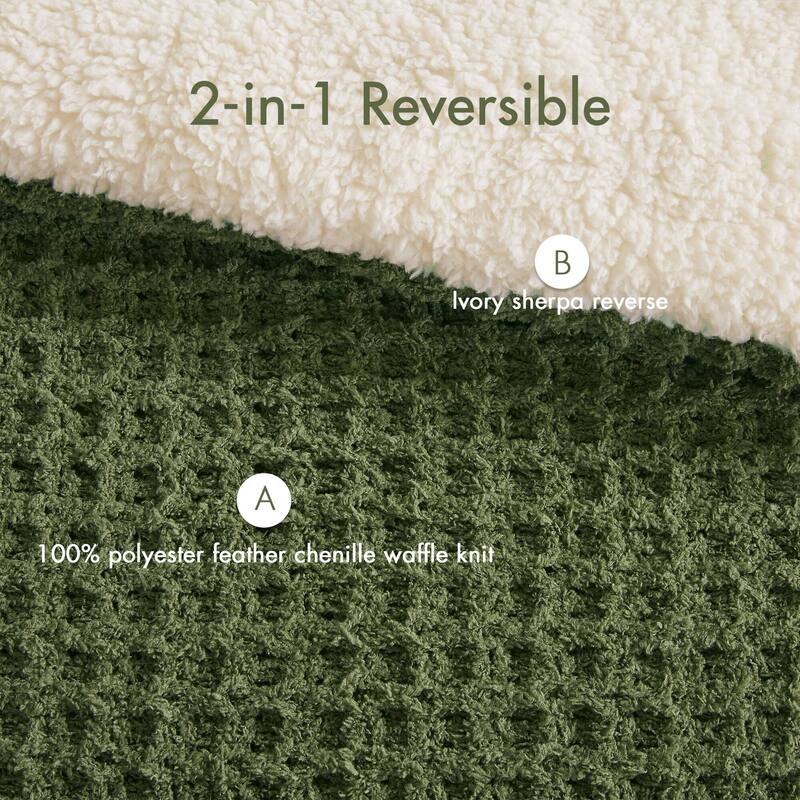 2 Pieces Twin Cable Knit Chenille Comforter Set