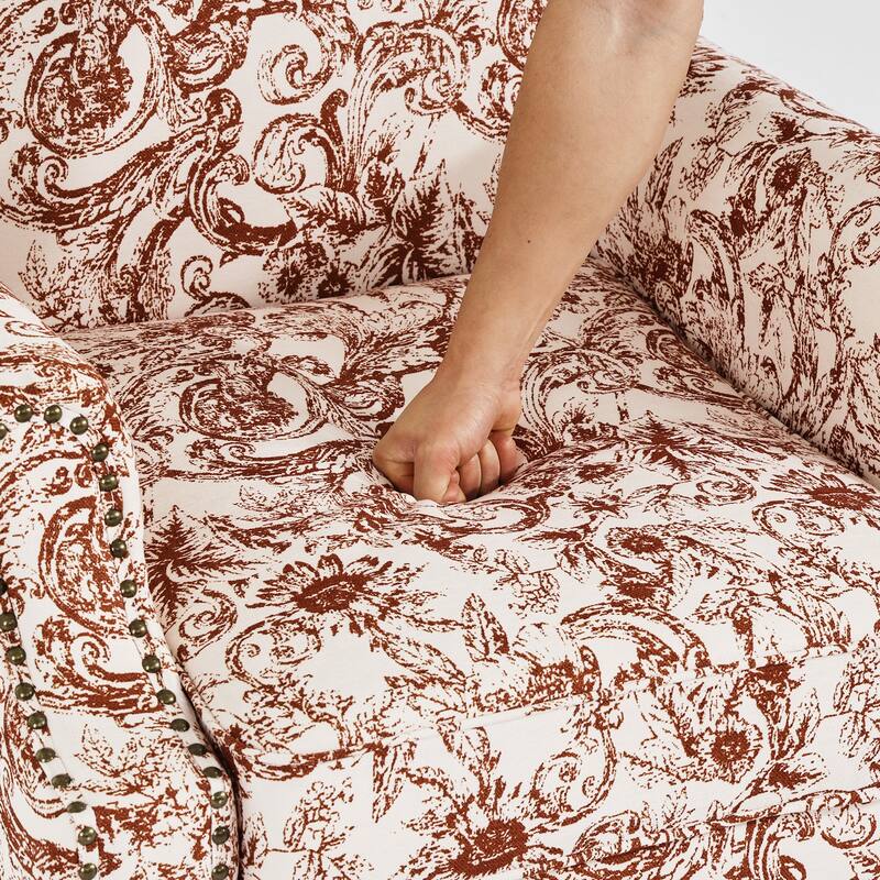 Upholstered Nailhead Trim Armchair Wingback Accent Chairs Set of 2