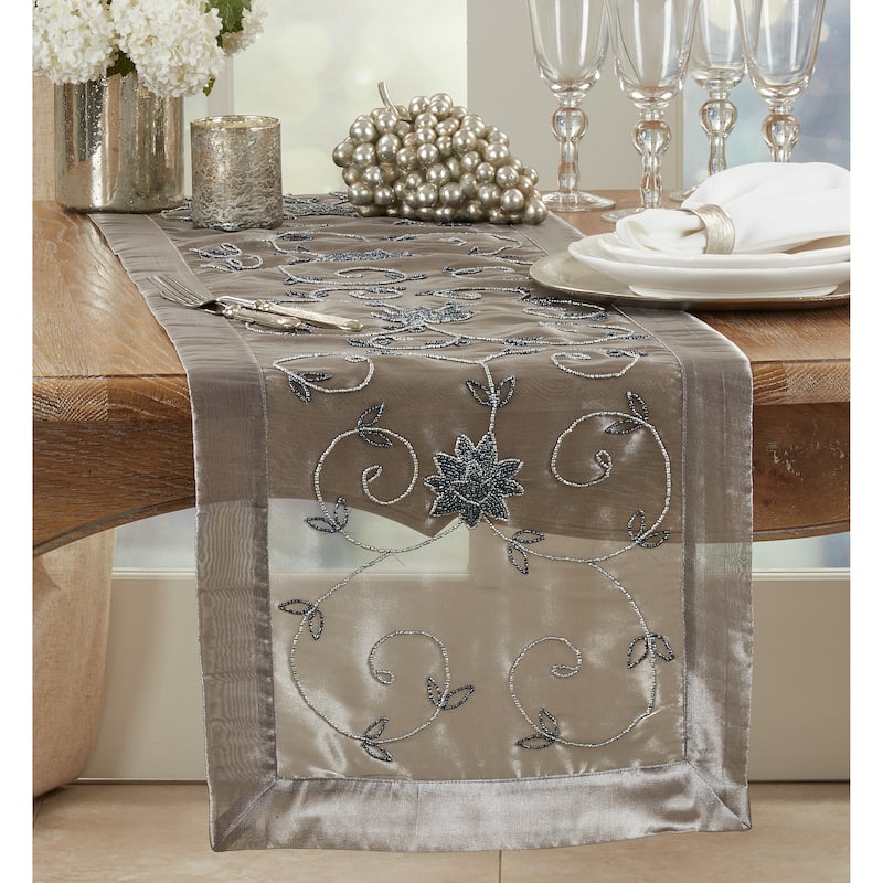 Handmade Table Runner With Beaded Design