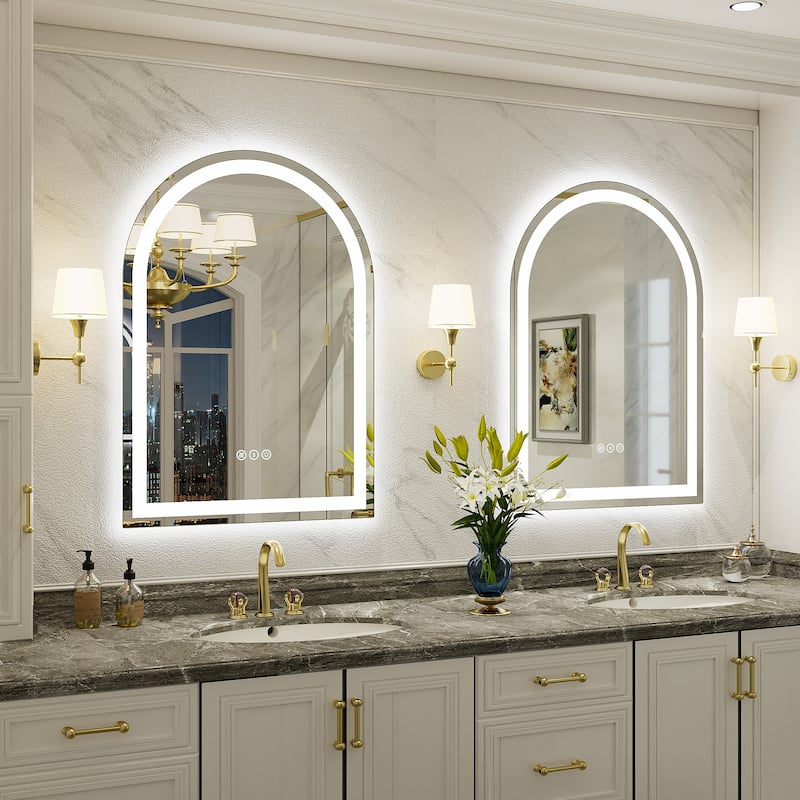 UL Certified Arched LED Anti-fog Tempered Glass Wall Bathroom Vanity Mirror