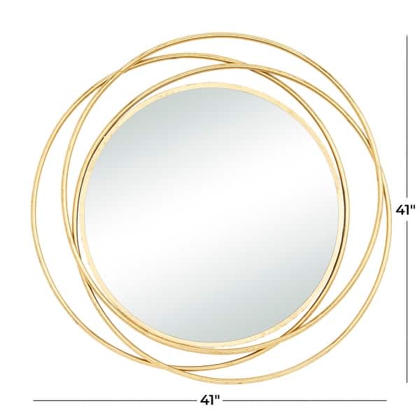 dimension image slide 0 of 2, Stylish Metal Wall Mirror with Overlapping Circles and Foiled Finish - Gold or Gray