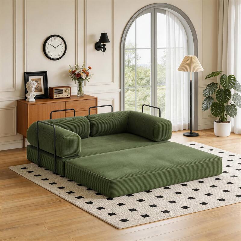 Corduroy Large Couch Convertible Floor Sofa Bed Sleeper