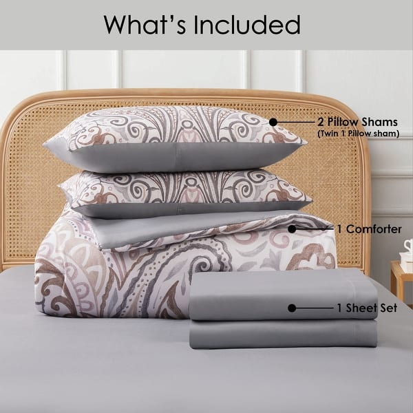 dimension image slide 2 of 3, Layla Damask Reversible Bed in a Bag