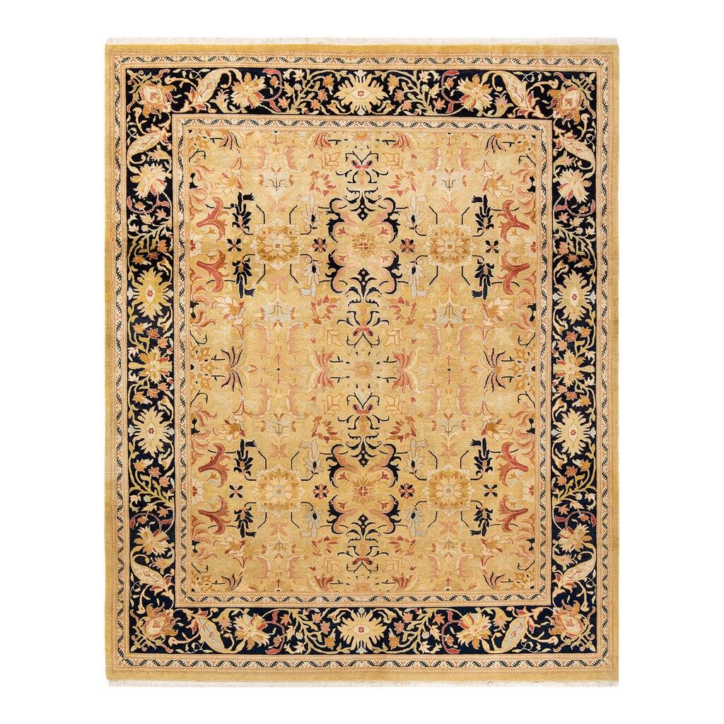 Overton Hand Knotted Wool Vintage Inspired Traditional Mogul Green Area Rug - 8' 3" x 10' 4"