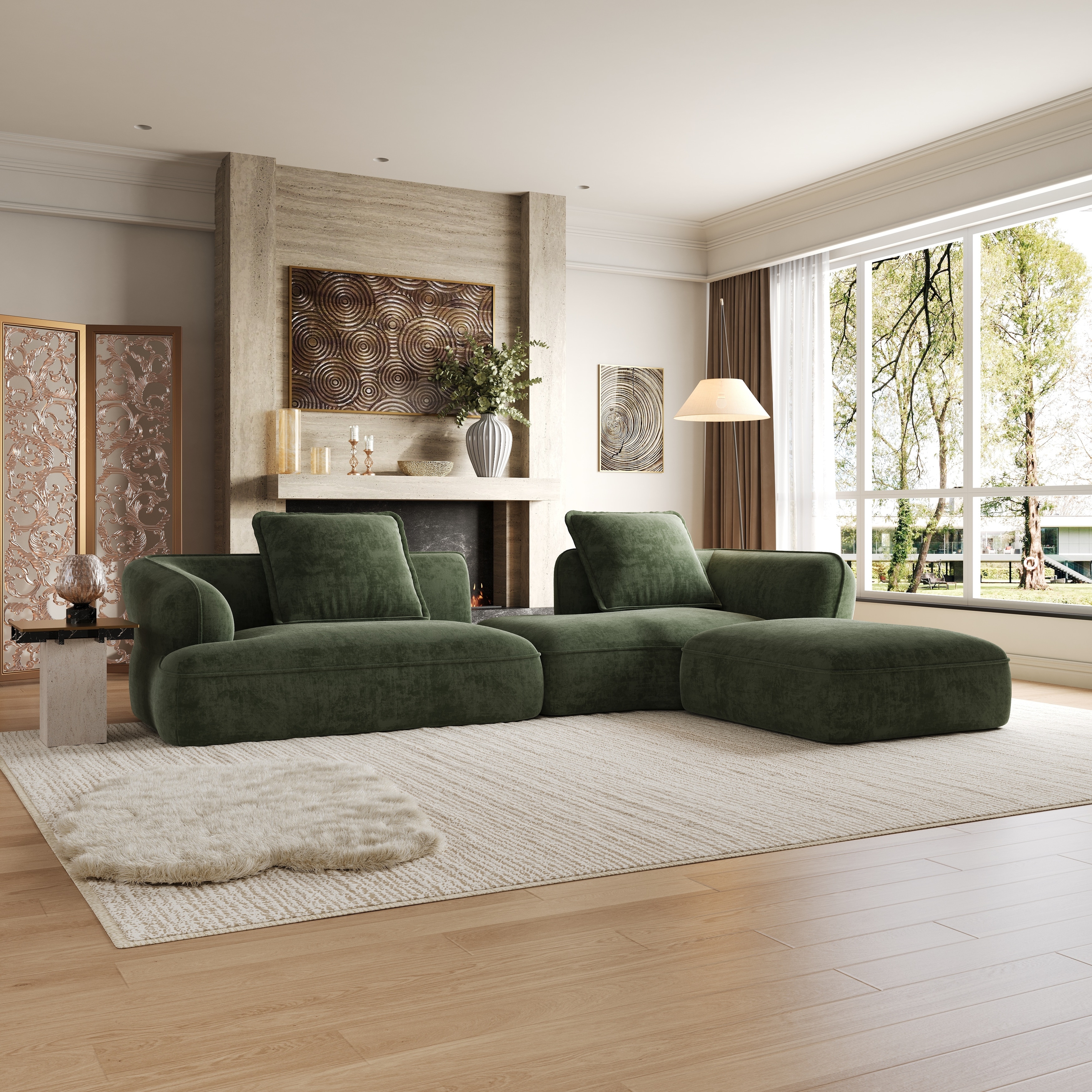 Christopher Knight Home - Modern Upholstered Sectional Sofa with Curved Silhouette