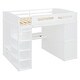 preview thumbnail 11 of 18, Full Loft Bed with Desk & Wardrobes, Wood Loft Bed w/4 Drawers & 4 Shelves for Kids Teens Boys Girls, No Box Spring Needed,White