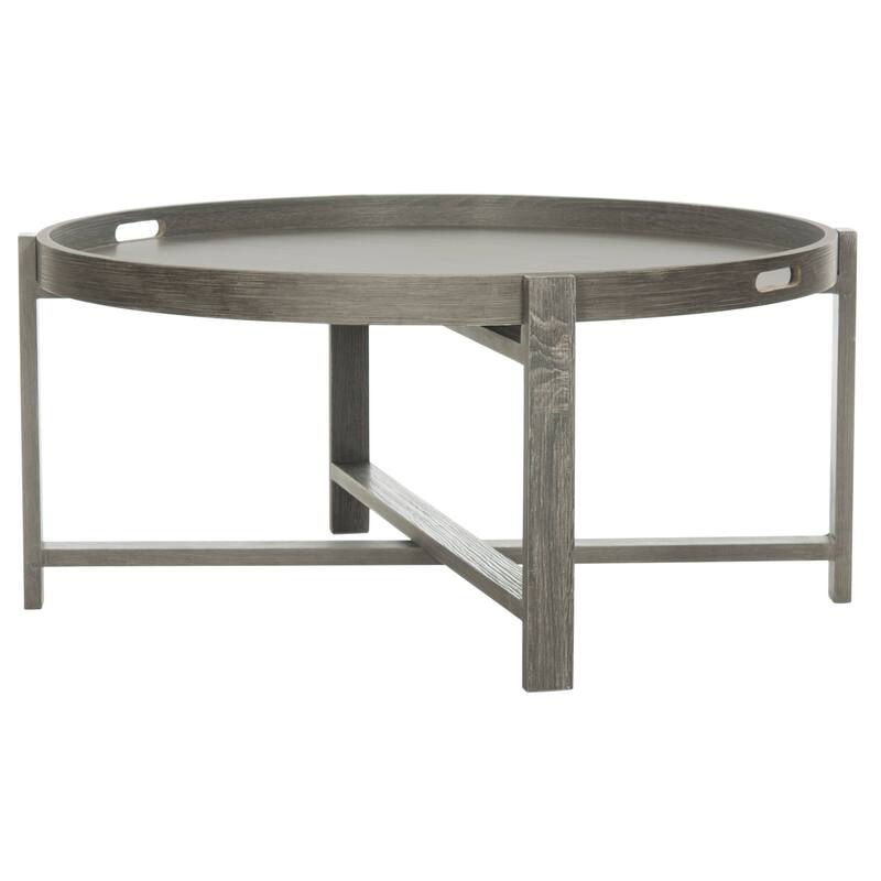 SAFAVIEH Cursten Rustic Dark Grey Round Coffee Table - 33" x 33" x 15"