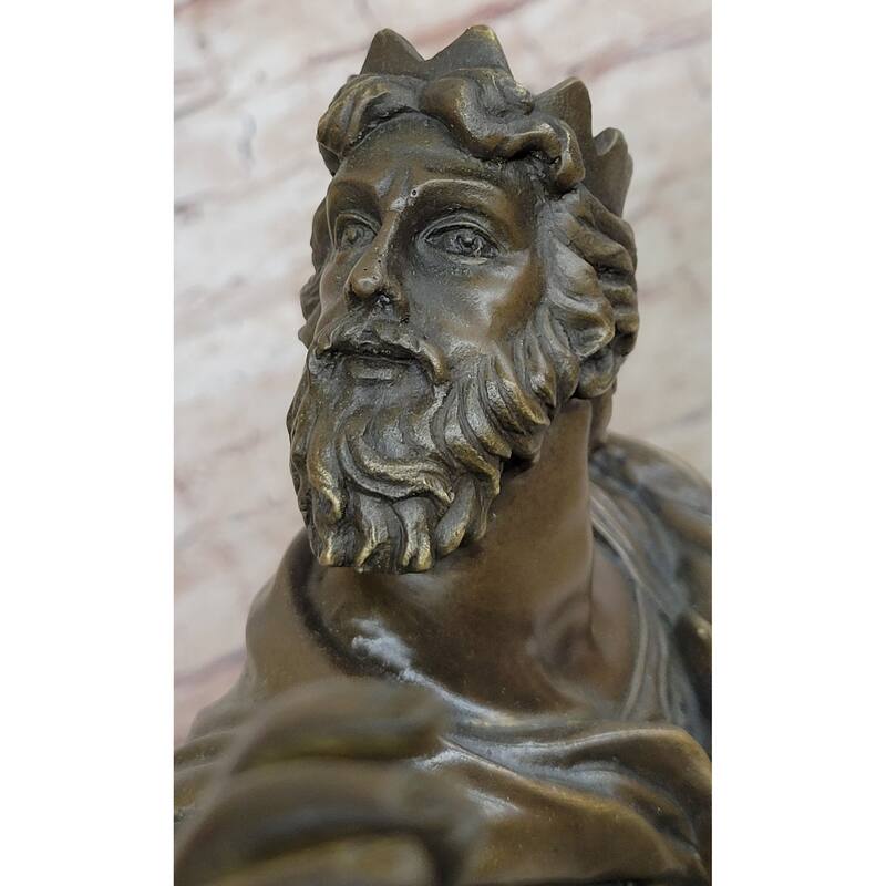 Medieval King Arthur Hot Cast Bronze Sculpture Statue Figure On Marble Base Signed Original Art