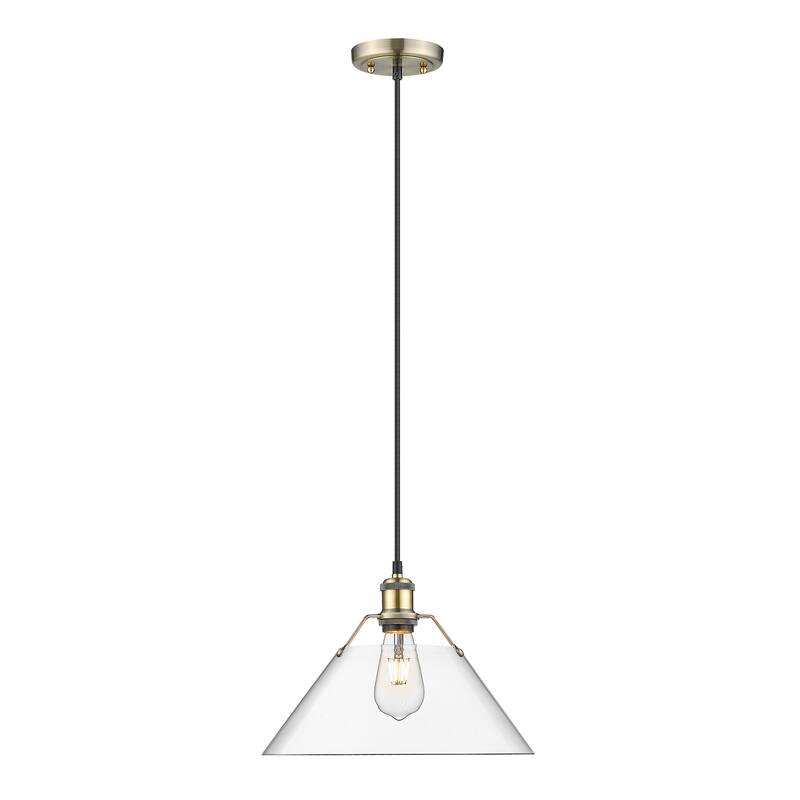 Orwell 14" Wide Large Pendant in Aged Brass with Clear Glass - Gold