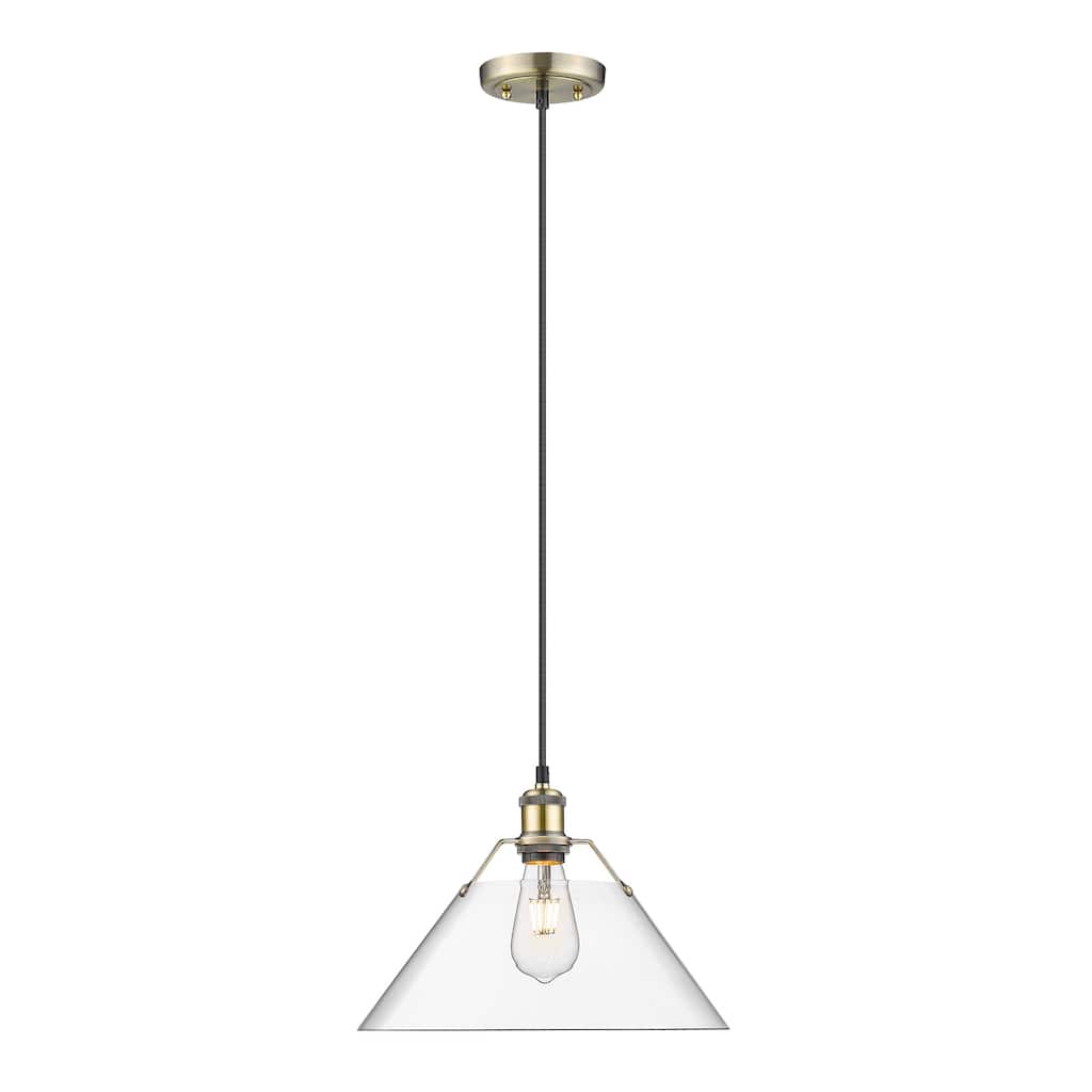 Orwell 14" Wide Large Pendant in Aged Brass with Clear Glass - Gold