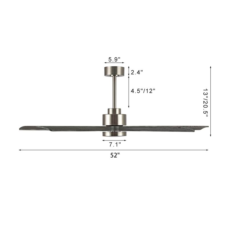 WINGBO 52" and 60" Solid Wood DC Motor Integrated LED Ceiling Fan with Remote