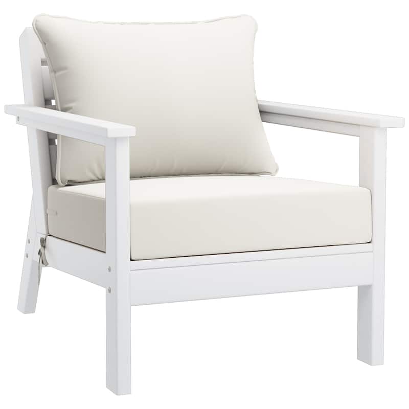 Birchwood All Weather HDPE Outdoor Patio White Deep Seating Conversation Set (6-Piece Set)