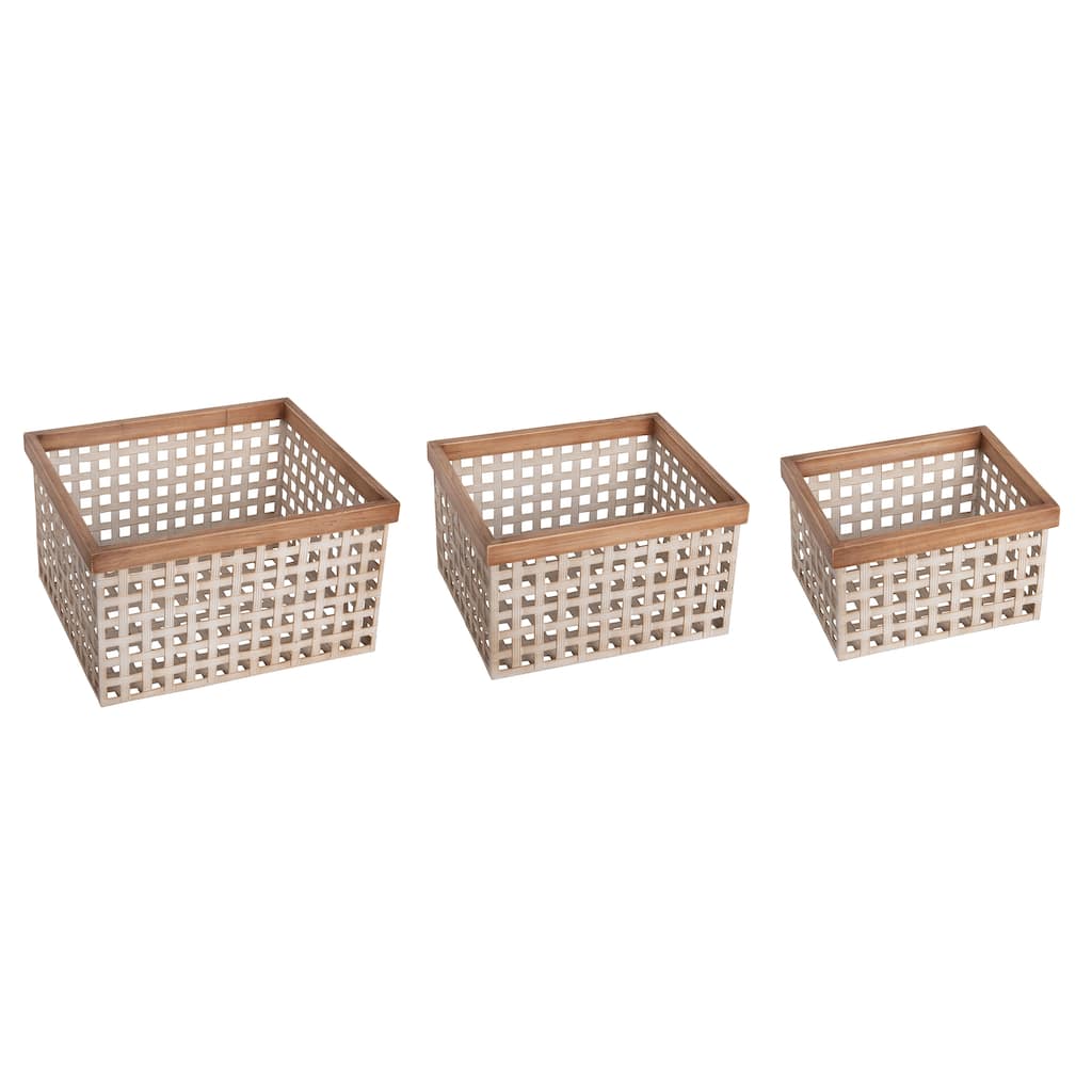 Transpac Metal 16.5 in. Brown Woven Container Set of 3