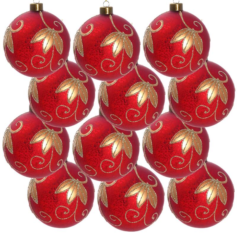 D3" Christmas Ball Ornaments, Glass Decorative Hanging Ball Christmas Tree Ornaments for Holiday Party, Set of 12