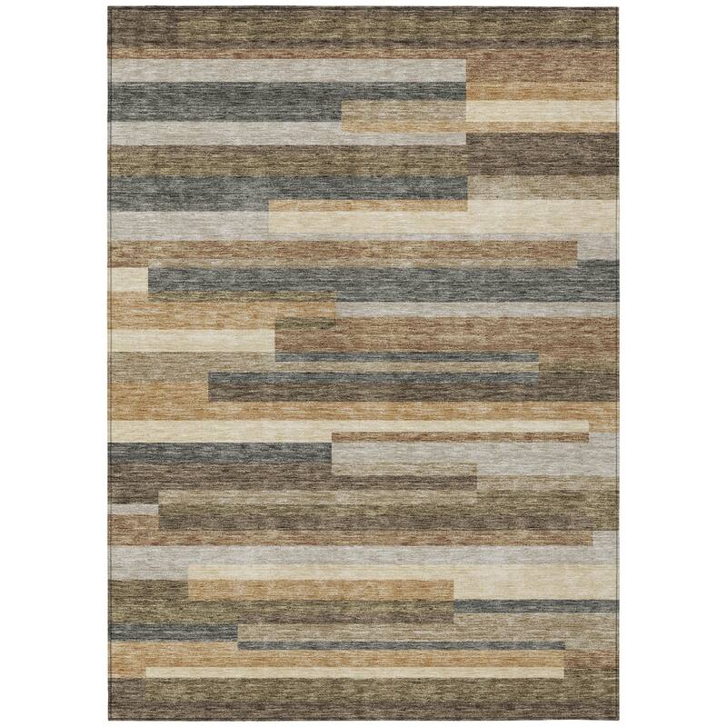 HomeRoots Striped Transitional Rectangle Outdoor Rug