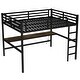preview thumbnail 6 of 6, Sleek Black Metal Loft Bed: Integrated Power Outlet & LED Lighting, Ultra Space - Saving, and Noise - Minimized