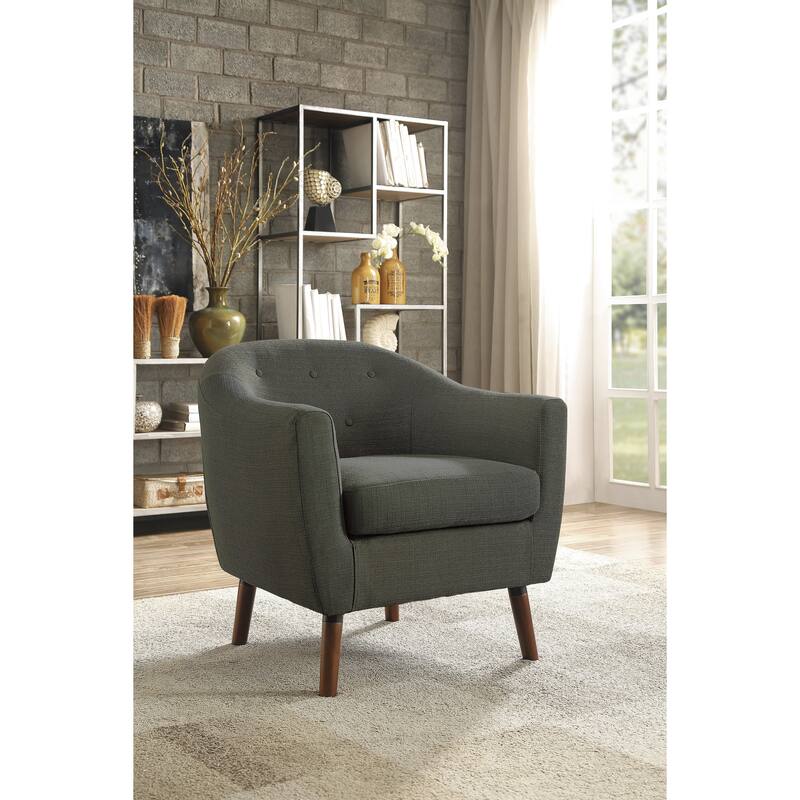 Retro Style Fabric Accent Chair with Cherry Finished Legs