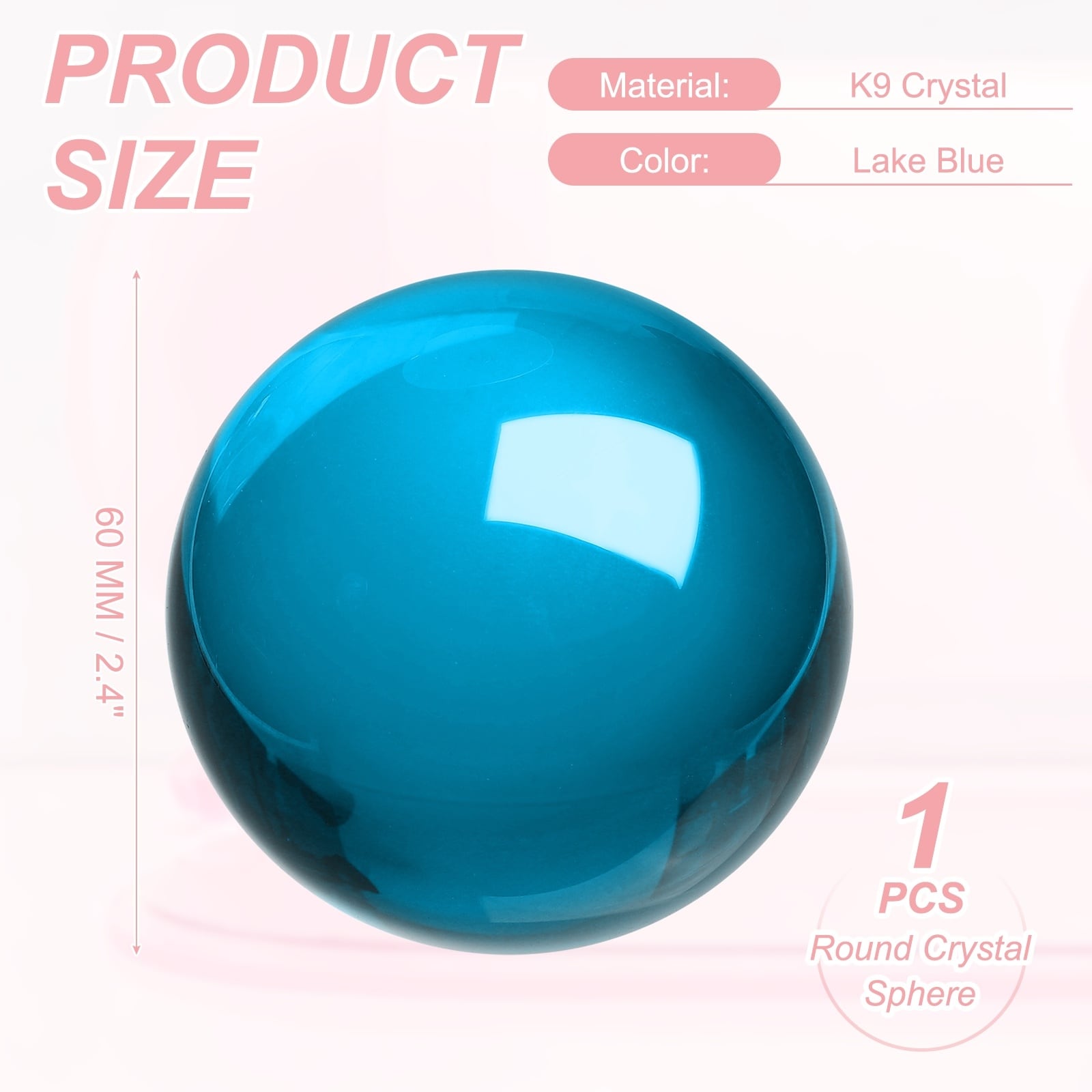 Round Crystal Sphere, Glass Solid Decorative Sphere Crystal Ball for Home Decor Ornament Gift Craft