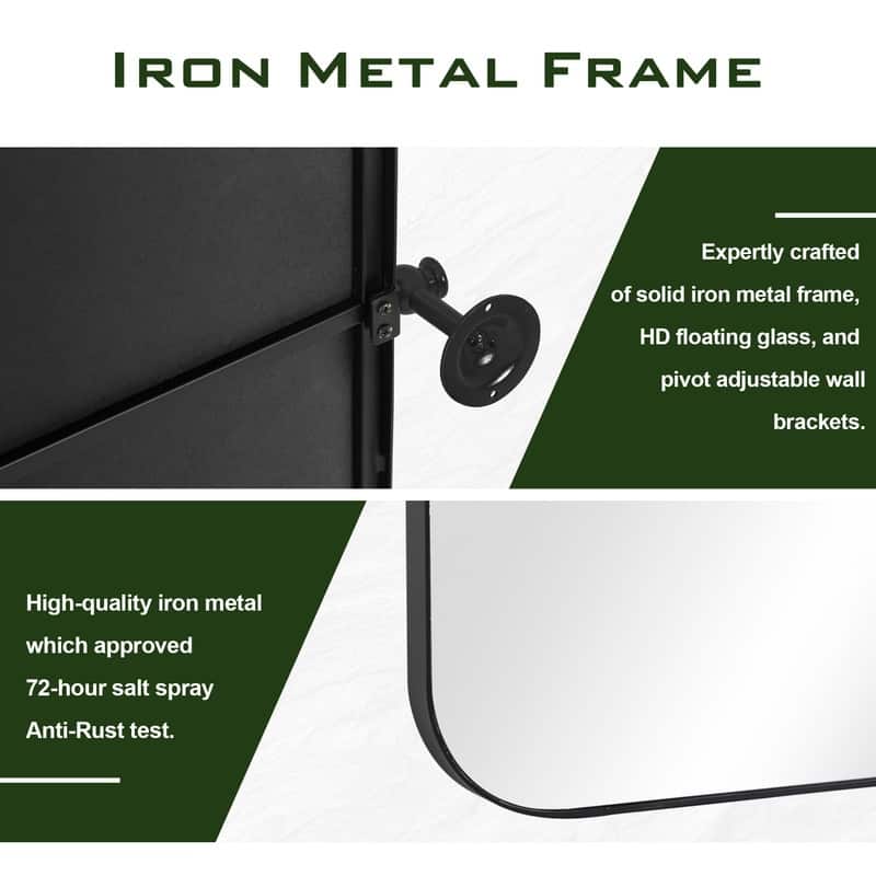 Iron Metal Frame Rectangular Windowpane Wall Mirror Farmhouse Rustic Elegant Decor for Living Room Bedroom Bathroom Entryway