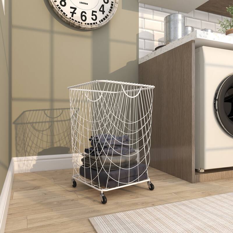 CosmoLiving by Cosmopolitan 26x16 Metal Rolling Storage Basket - 16"L x 16"W x 24"H