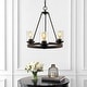 preview thumbnail 13 of 20, Athos Ring Iron/Seeded Glass Bohemian Cottae LED Chandelier, Oil Rubbed Bronze by JONATHAN Y