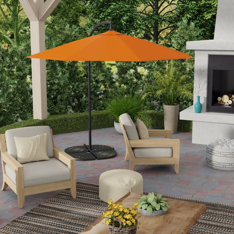 9.5' Octagon Offset Cantilever Patio Umbrella with Crank Opening - Orange