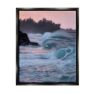 Stupell Rolling Sea Waves Pink Sky Framed Floater Canvas Wall Art by ...