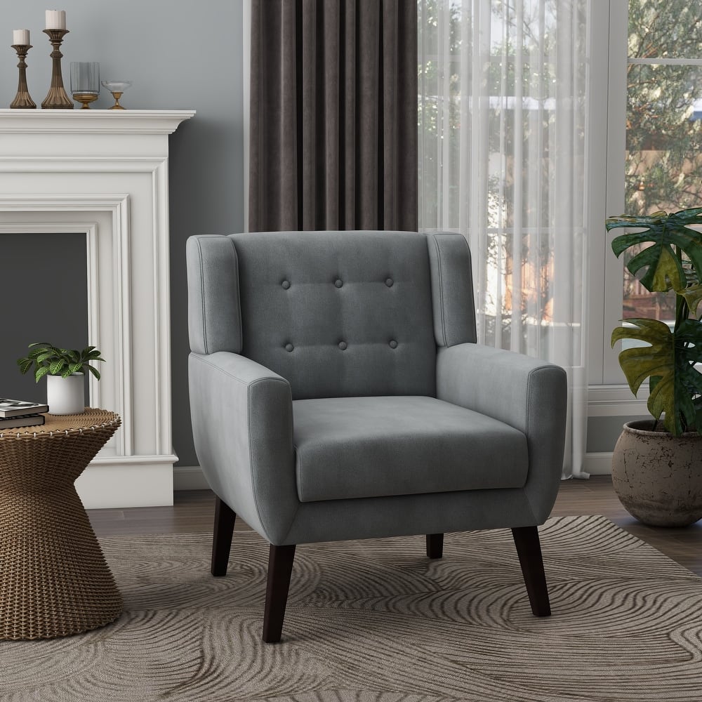 Velvet Upholstered Armchair Tufted Accent Chair