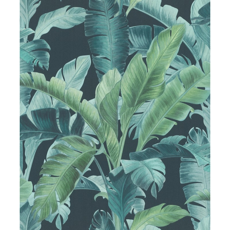 Rasch Orissa Dark Blue Palm Frond Wallpaper