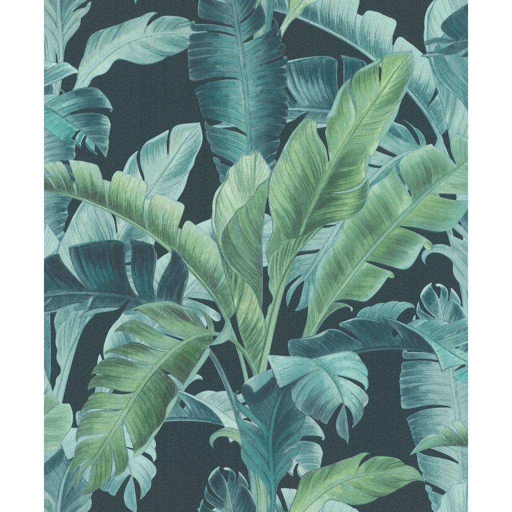 Rasch Orissa Dark Blue Palm Frond Wallpaper