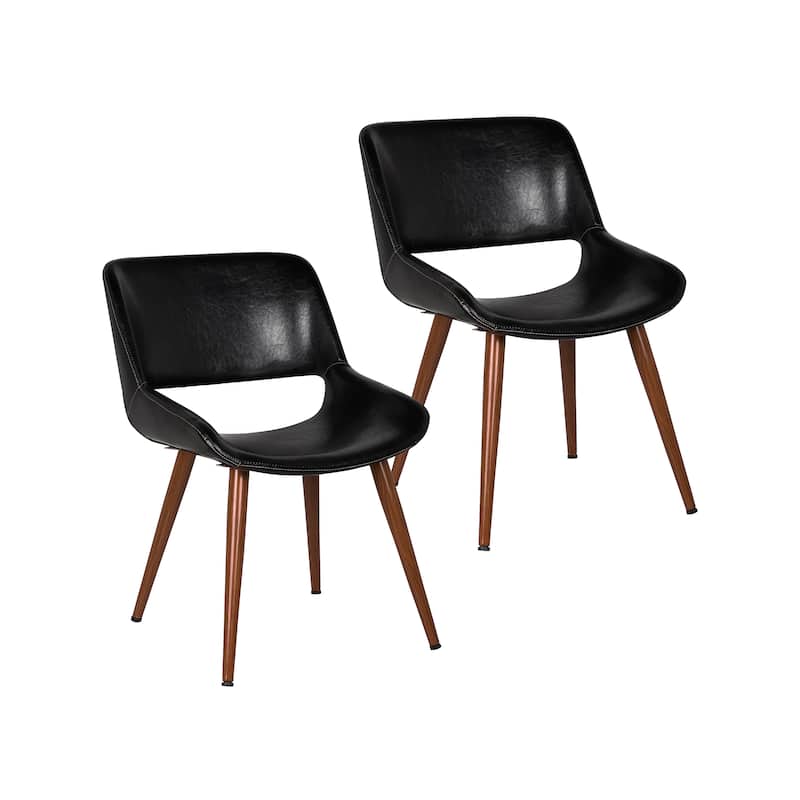 Porthos Home Shane Faux Leather Mid-Century Dining Chair with Metal Legs, Set of 2