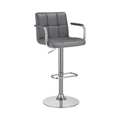 Grid Adjustable Swiveling Bar Stool, Grey - 43 H x 20.75 W x 19 L Inches