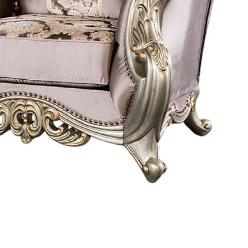 Aboi Armchair, 1 Accent Pillow, Purple Velvet, Carved Details
