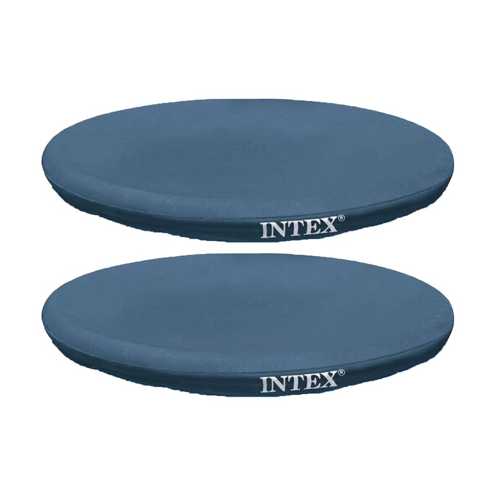 Intex 15 Foot Easy Set Cover Swimming Pool Debris Vinyl Round Cover Tarp, 2 Pack - 9