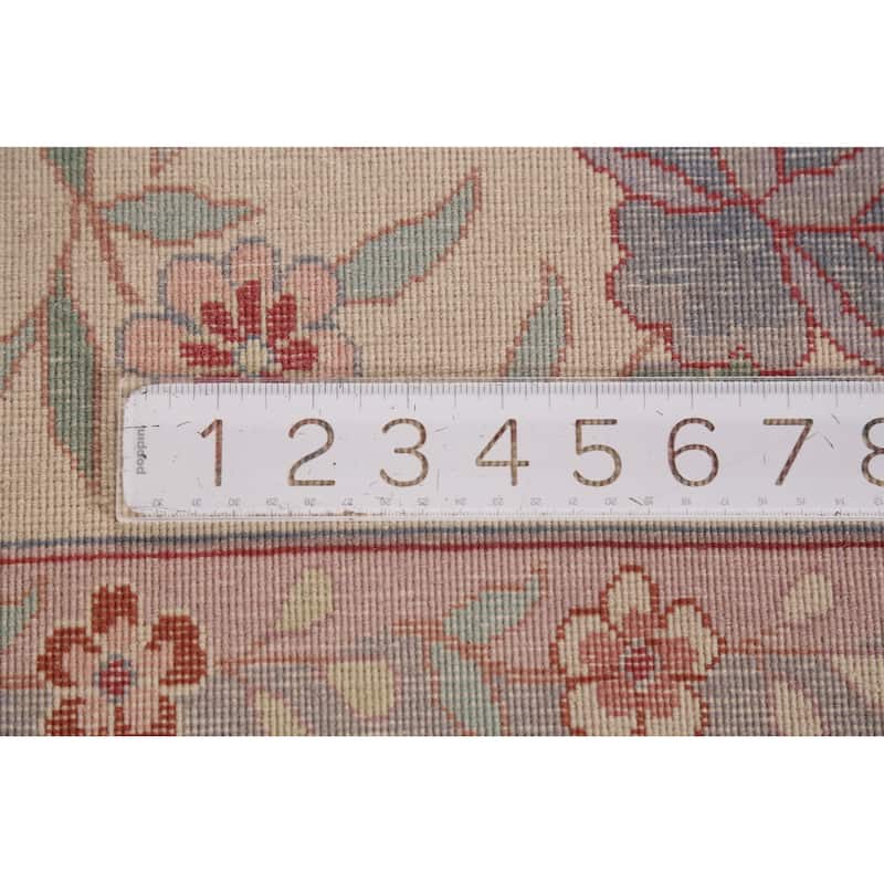 Floral Ivory Aubusson Chinese Area Rug Hand-Knotted Wool Carpet - 9'1"x 12'1"