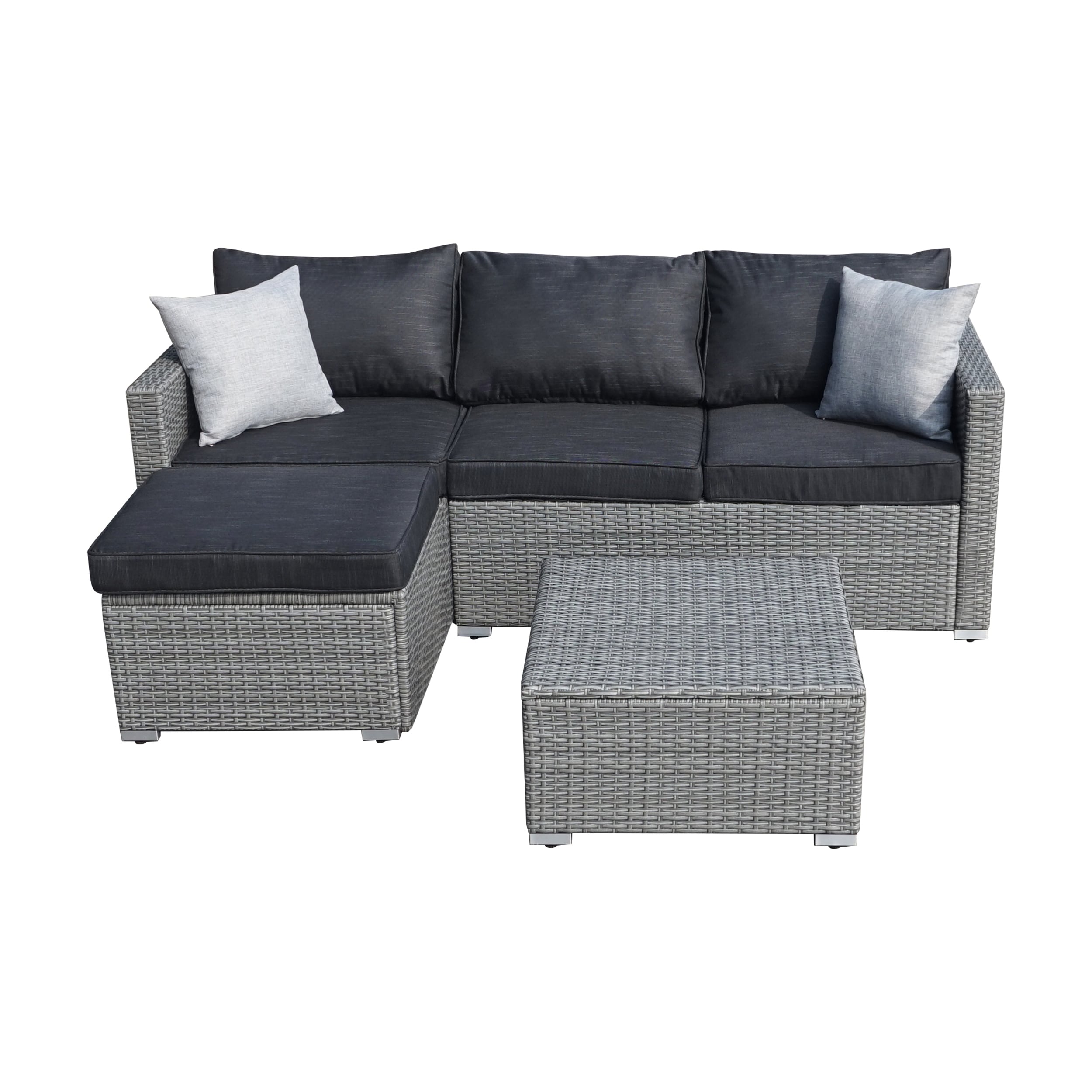 Black all weather deals wicker patio furniture