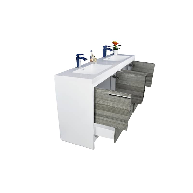 Dolce 72 Freestanding Bath Vanity with Dual Basin Reinforced Acrylic Top